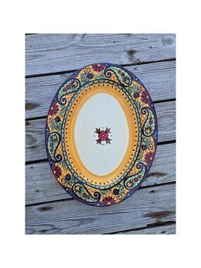 Corsica Crown Jewel Hand Painted 18x14.5 Oval Serving Ceramic Platter 4Turkey